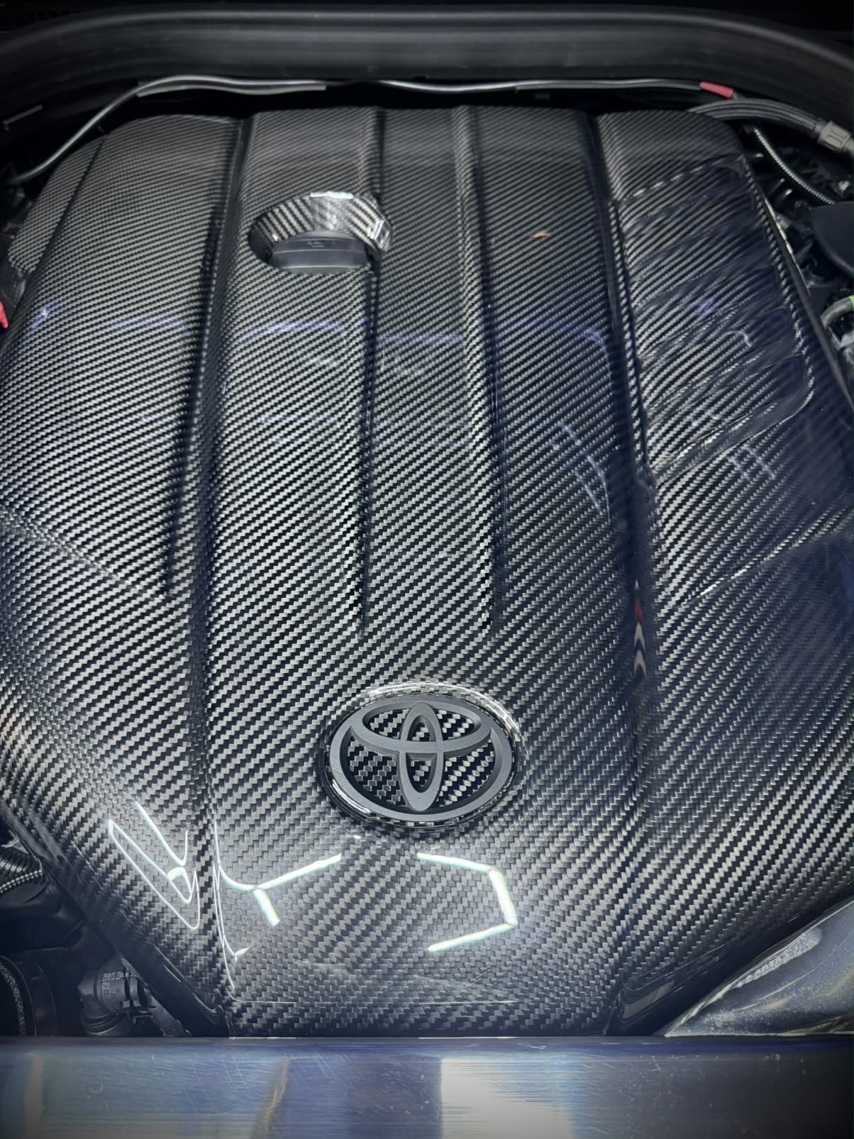 Carbon fiber engine badge